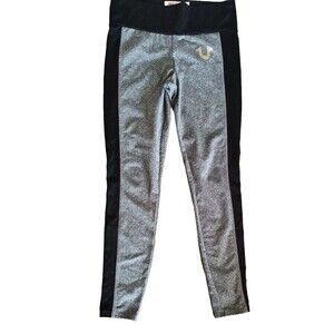 True Religion Leggings Womens Small Gray Black Big Logo Blingy TRUE Waist